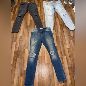 Men fashion nova size 38 bundle Stylish Blue Distressed skinny jeans